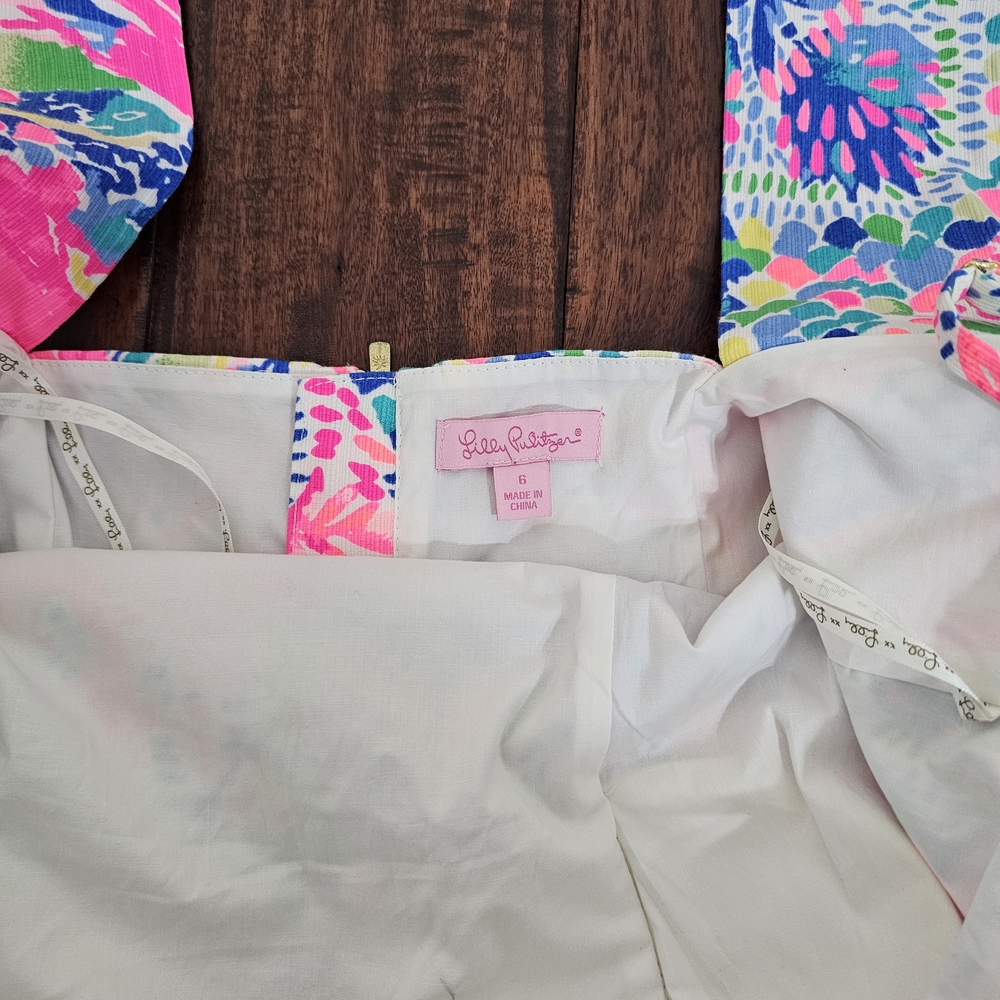 Lilly Pulitzer Shelli Stretch Shift Dress Dancing On The Deck Print Size 6 - Picture 3 of 4